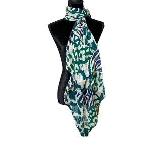 Unbranded Scarf Womens Long Rectangle Blue Green Animal Print Camo Fringe